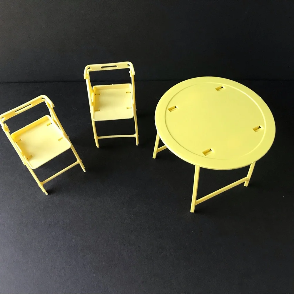 Vintage Barbie Yellow Folding Table and Chairs Set